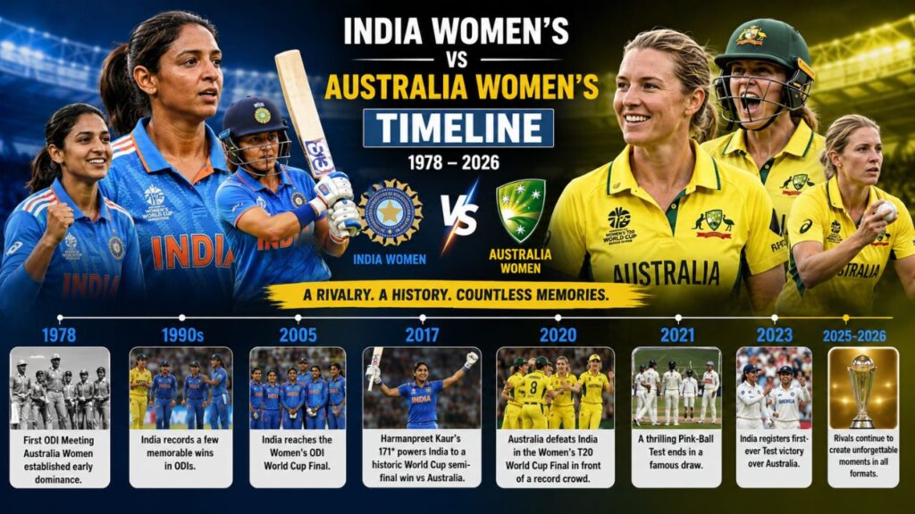 India Women's National Cricket Team vs Australia Women's National Cricket Team Timeline (1978-2026)