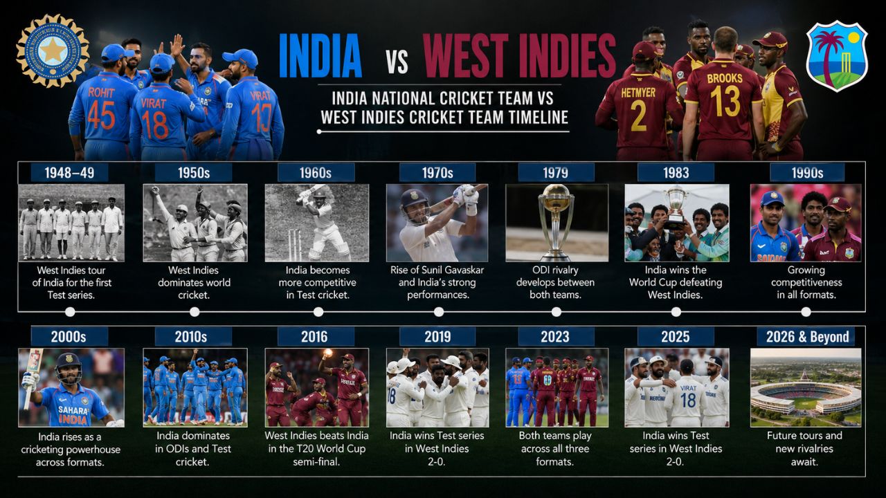 India National Cricket Team vs West Indies Cricket Team Timeline: Complete History