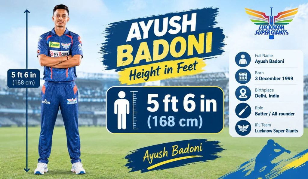 Ayush Badoni Height in Feet