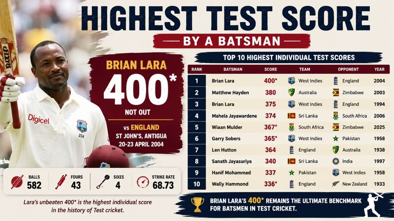 Highest Test Score by a Batsman